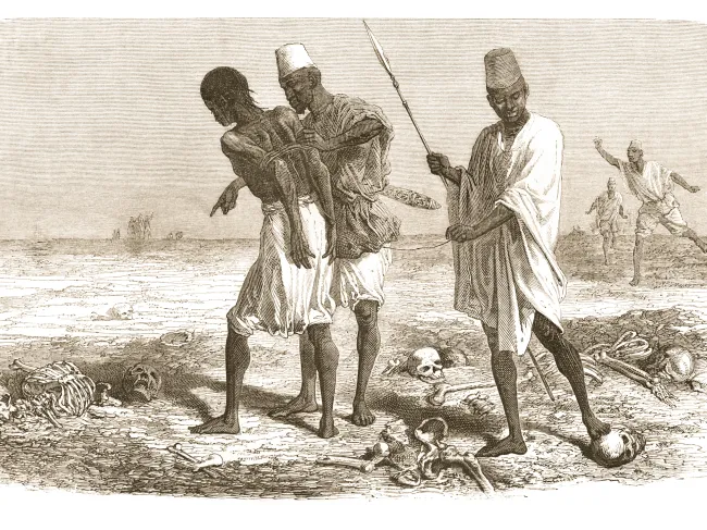 old drawing of slave trading